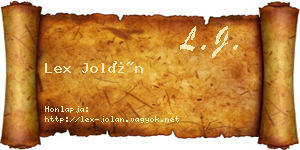 Lex Jolán névjegykártya