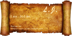 Lex Jolán névjegykártya